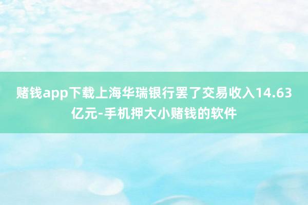 赌钱app下载上海华瑞银行罢了交易收入14.63亿元-手机押大小赌钱的软件