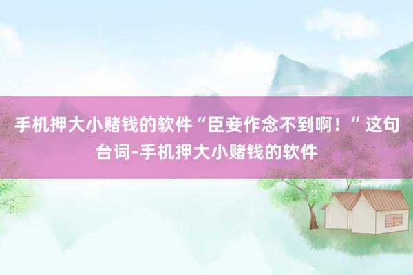 手机押大小赌钱的软件“臣妾作念不到啊！”这句台词-手机押大小赌钱的软件