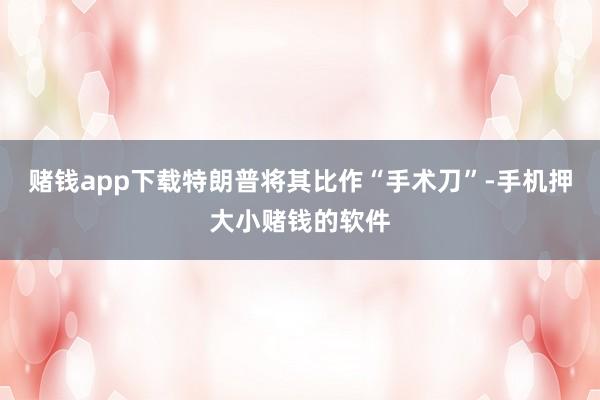 赌钱app下载特朗普将其比作“手术刀”-手机押大小赌钱的软件