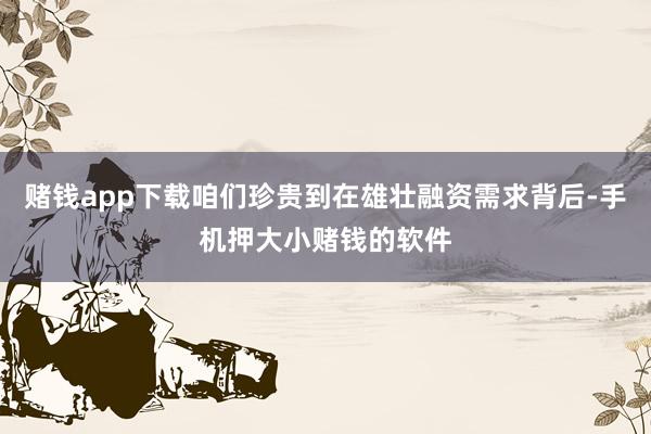 赌钱app下载咱们珍贵到在雄壮融资需求背后-手机押大小赌钱的软件