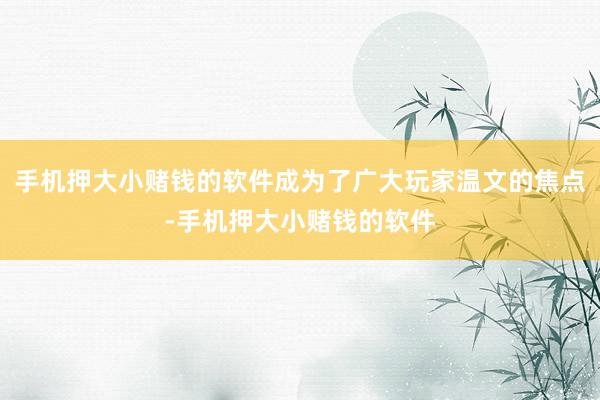 手机押大小赌钱的软件成为了广大玩家温文的焦点-手机押大小赌钱的软件