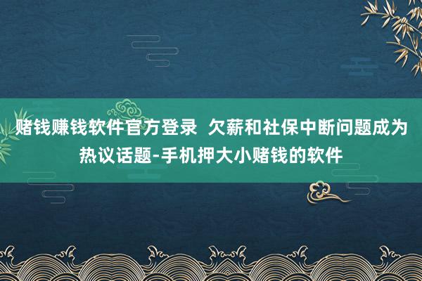 赌钱赚钱软件官方登录  欠薪和社保中断问题成为热议话题-手机押大小赌钱的软件