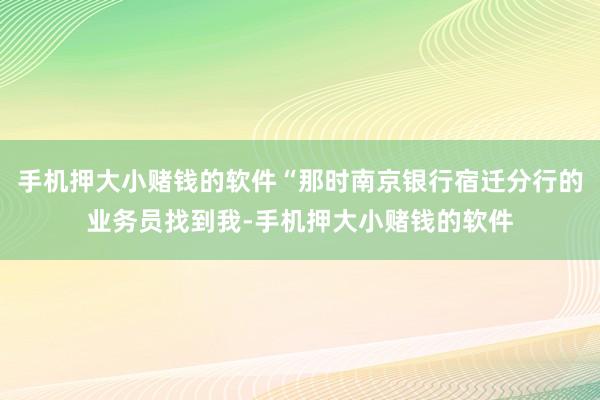 手机押大小赌钱的软件“那时南京银行宿迁分行的业务员找到我-手机押大小赌钱的软件