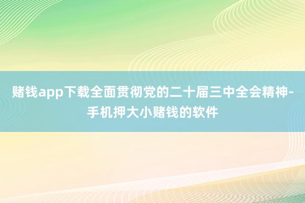 赌钱app下载全面贯彻党的二十届三中全会精神-手机押大小赌钱的软件