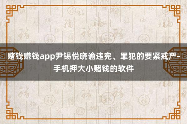 赌钱赚钱app尹锡悦晓谕违宪、罪犯的要紧戒严-手机押大小赌钱的软件