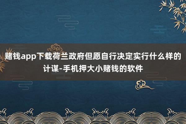 赌钱app下载荷兰政府但愿自行决定实行什么样的计谋-手机押大小赌钱的软件