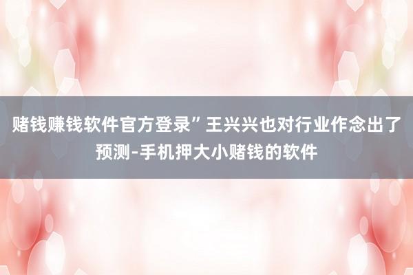 赌钱赚钱软件官方登录”王兴兴也对行业作念出了预测-手机押大小赌钱的软件