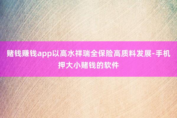 赌钱赚钱app以高水祥瑞全保险高质料发展-手机押大小赌钱的软件