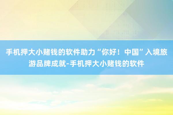 手机押大小赌钱的软件助力“你好！中国”入境旅游品牌成就-手机押大小赌钱的软件