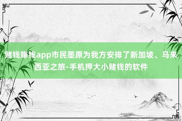 赌钱赚钱app市民墨原为我方安排了新加坡、马来西亚之旅-手机押大小赌钱的软件