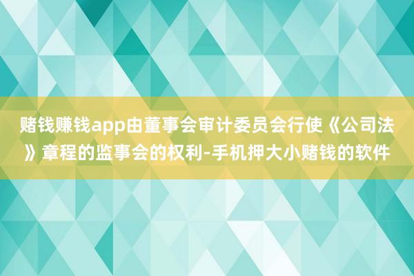 赌钱赚钱app由董事会审计委员会行使《公司法》章程的监事会的权利-手机押大小赌钱的软件