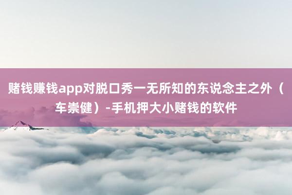 赌钱赚钱app对脱口秀一无所知的东说念主之外（车崇健）-手机押大小赌钱的软件
