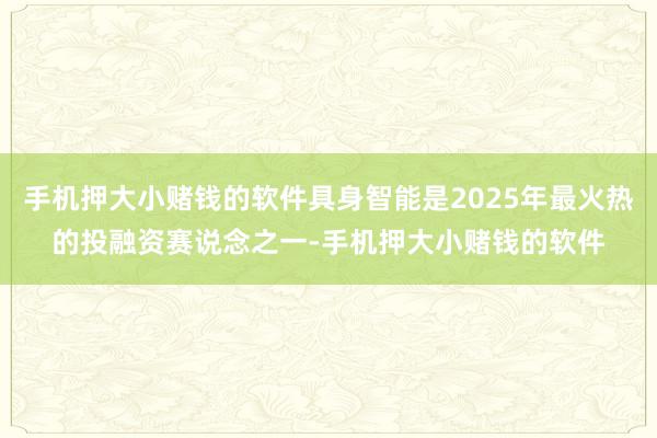 手机押大小赌钱的软件具身智能是2025年最火热的投融资赛说念之一-手机押大小赌钱的软件