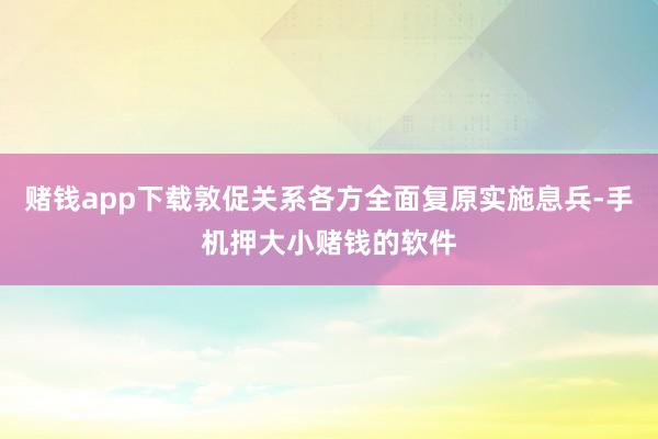 赌钱app下载敦促关系各方全面复原实施息兵-手机押大小赌钱的软件
