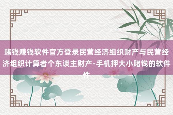 赌钱赚钱软件官方登录民营经济组织财产与民营经济组织计算者个东谈主财产-手机押大小赌钱的软件