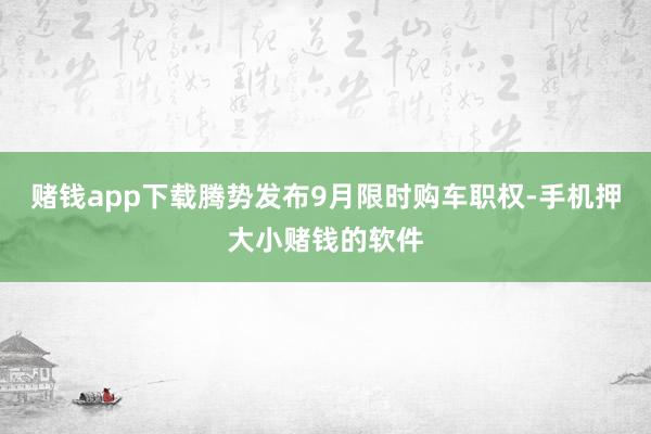 赌钱app下载腾势发布9月限时购车职权-手机押大小赌钱的软件